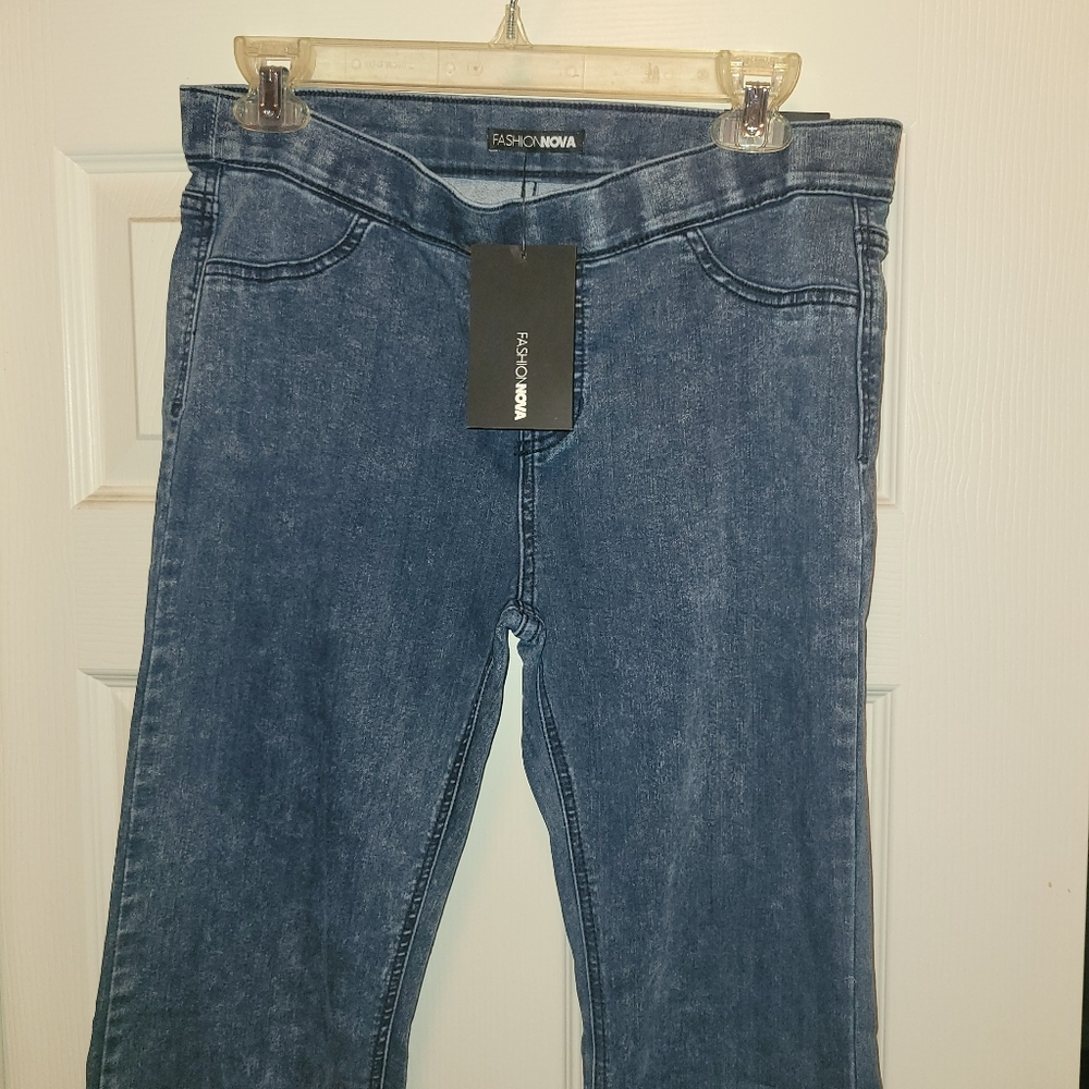 Dark Denim Mid Rise Flared Jeans